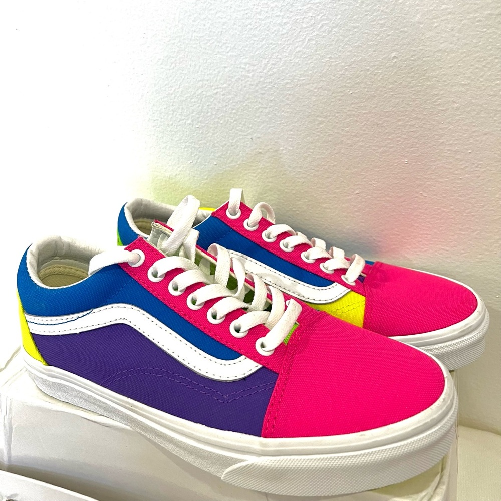 Kid Vans Shoes Vans Old Skool Neon Color-Block Skate Shoe